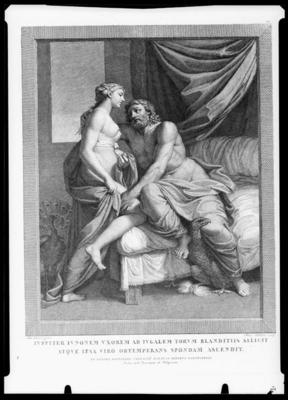 Incisione di Pietro Bettelini dal dipinto murale "Gli amori di Giove e Giunone" di Annibale Carracci