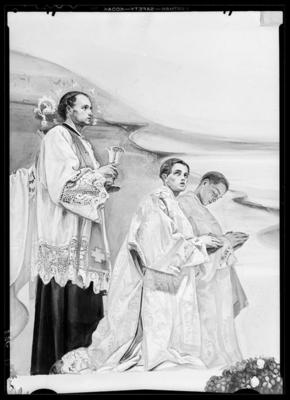 Dettaglio degli affreschi del pittore Vittorio Trainini (1888-1969) nella chiesa del Sacro Cuore a Lugano