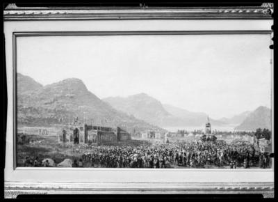Veduta del Campo Marzio a Lugano in occasione della festa del Tiro federale del 1883 di Ambrogio Preda