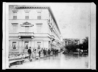 Piazza Guglielmo Tell a Lugano durante l'alluvione del 1896