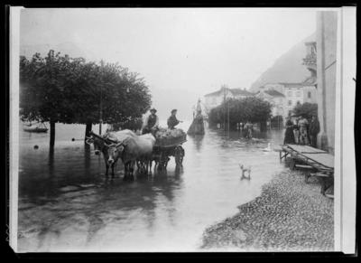 Piazza Guglielmo Tell a Lugano durante l'alluvione del 1896