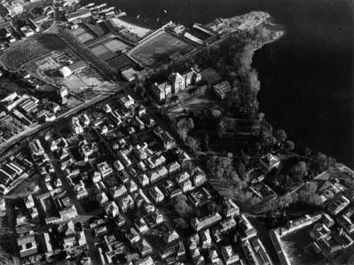 Veduta aerea di Lugano dal Parco Ciani alla Via Serafino Balestra