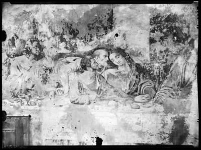Dettaglio dell'affresco cinquecentesco raffigurante l'Ultima Cena nell'oratorio dell'Annunciata a Novazzano