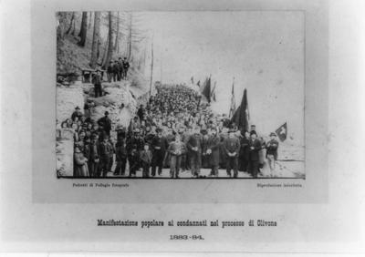 Manifestazione popolare ai condannati nel processo di Olivone 1883-84