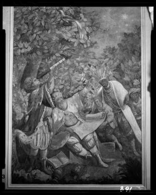 Dipinto murale raffigurante i Re Magi nella chiesa di S. Stefano a Arogno