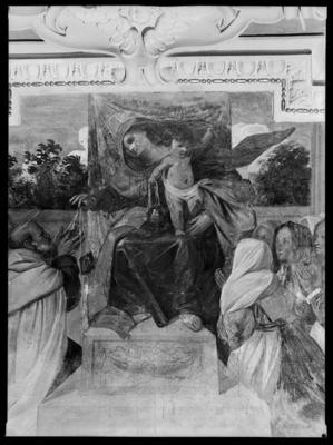 Dettaglio di un dipinto raffigurante la Madonna del Carmelo nella chiesa di S. Antonio Abate a Genestrerio