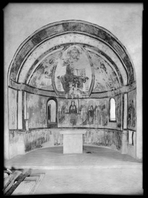 Abside affrescato dell'oratorio di S. Vigilio a Rovio dopo i restauri